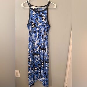 London Times - Sleeveless Blue Floral Maxi Dress - midis length